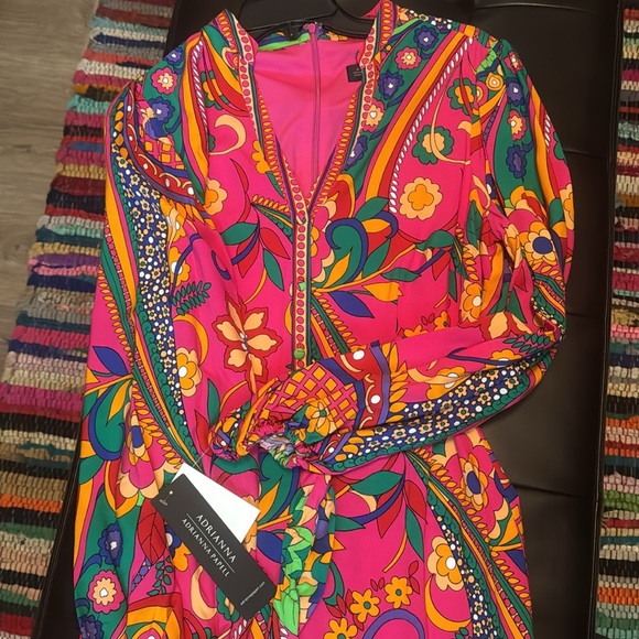 Adrianna Papell long sleeve retro midi dress - Picture 7 of 9